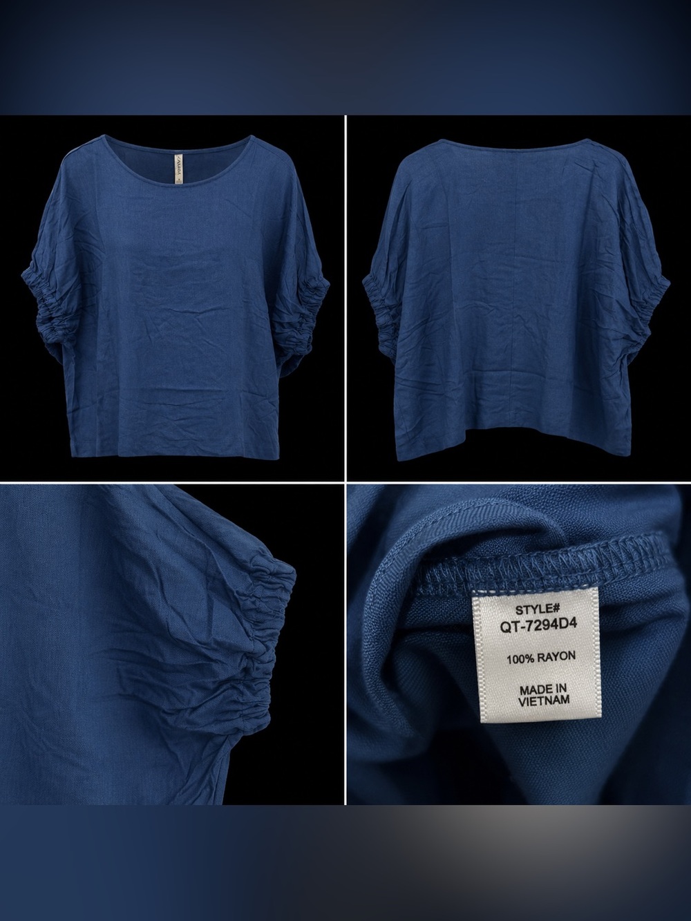 🆕 Dolman Sleeve Ruched Blouse 100% Rayon Relaxed Boho Top S-XL - Picture 2 of 3